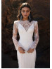 Long Sleeves Ivory Eyelash Lace Dreamy Wedding Dress